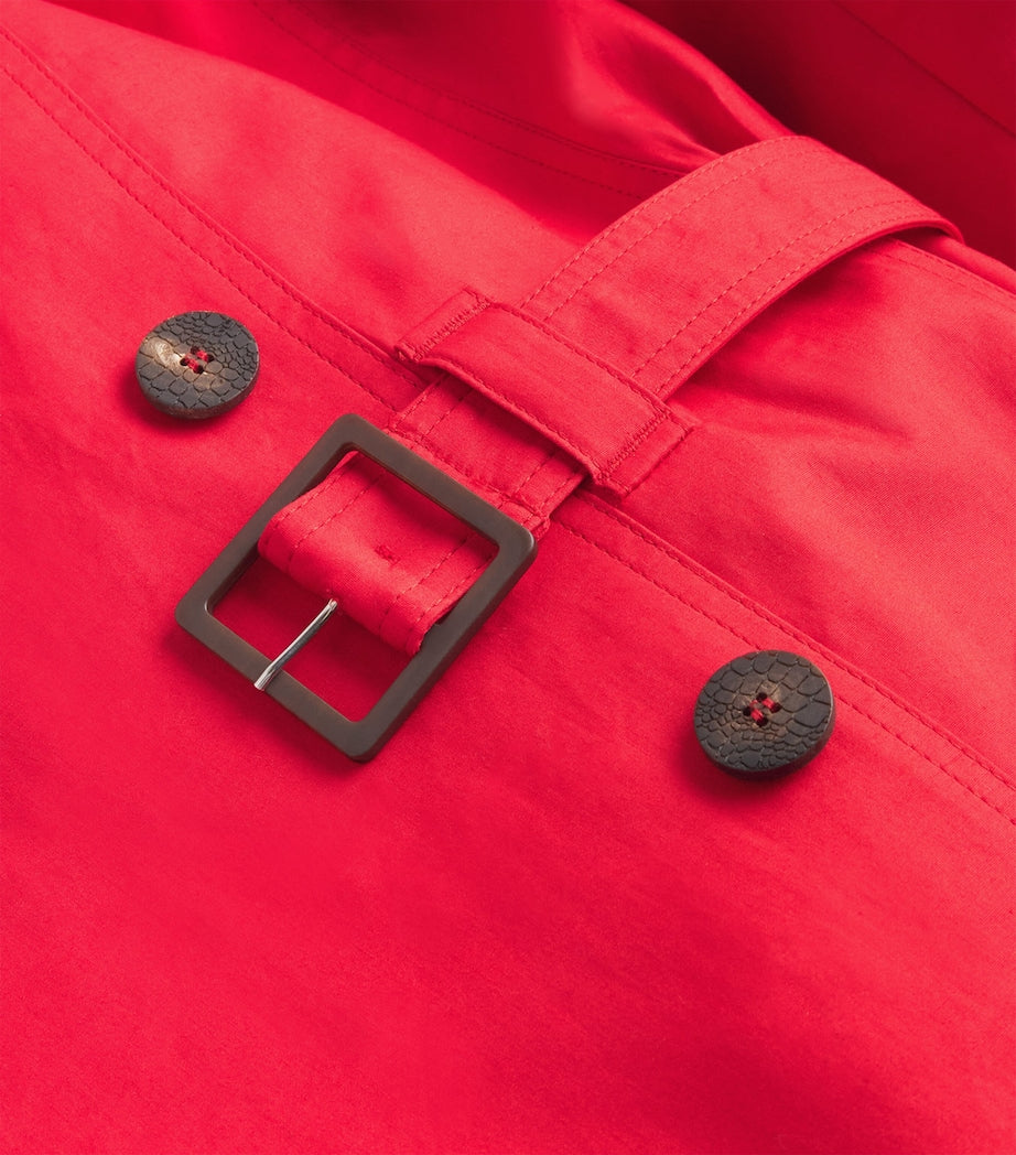Red Cotton-Blend Trench Coat