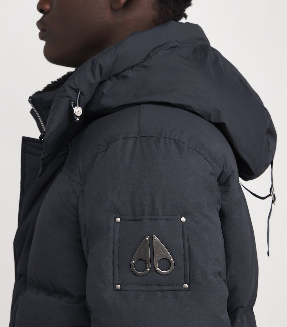 Moose Knuckles Grey Down Shearling-Trim 3Q Jacket