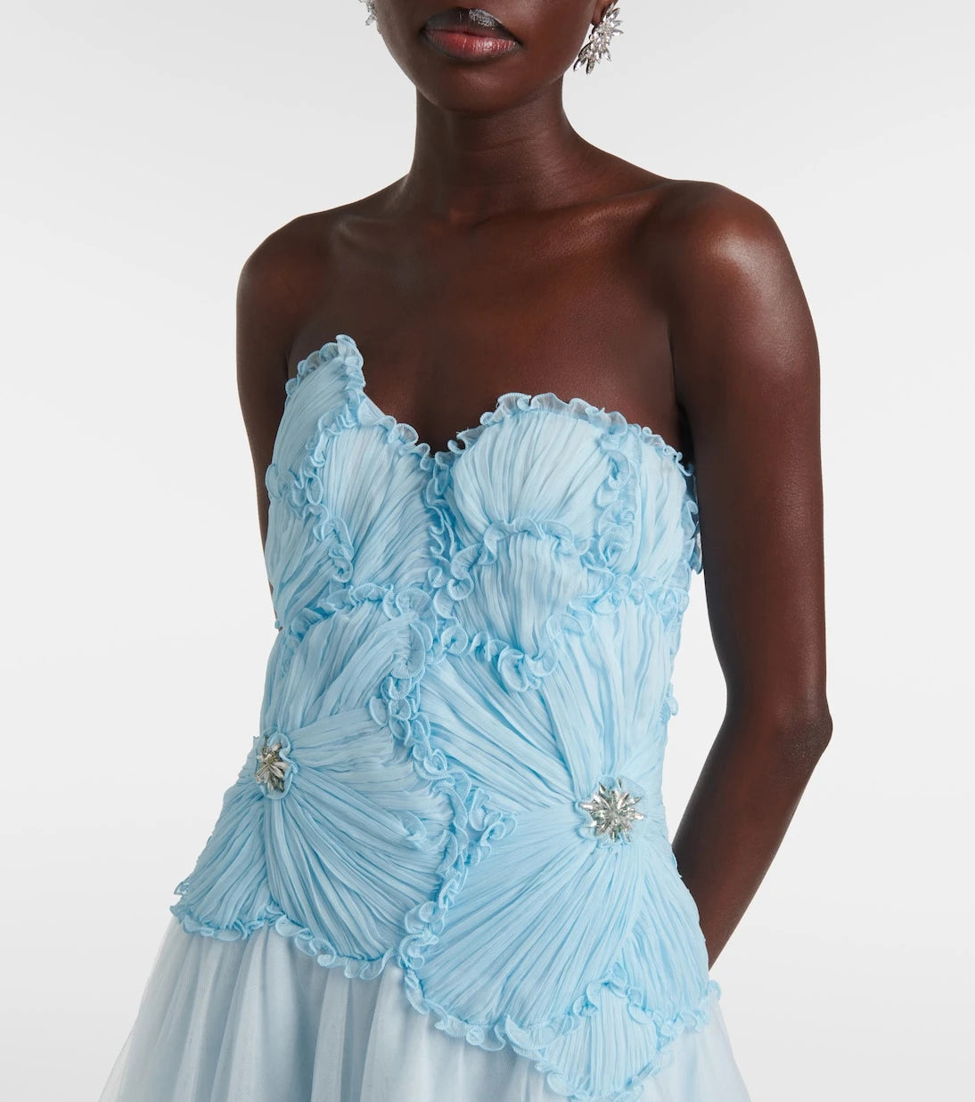 Costarellos - Edra floral strapless tulle gown