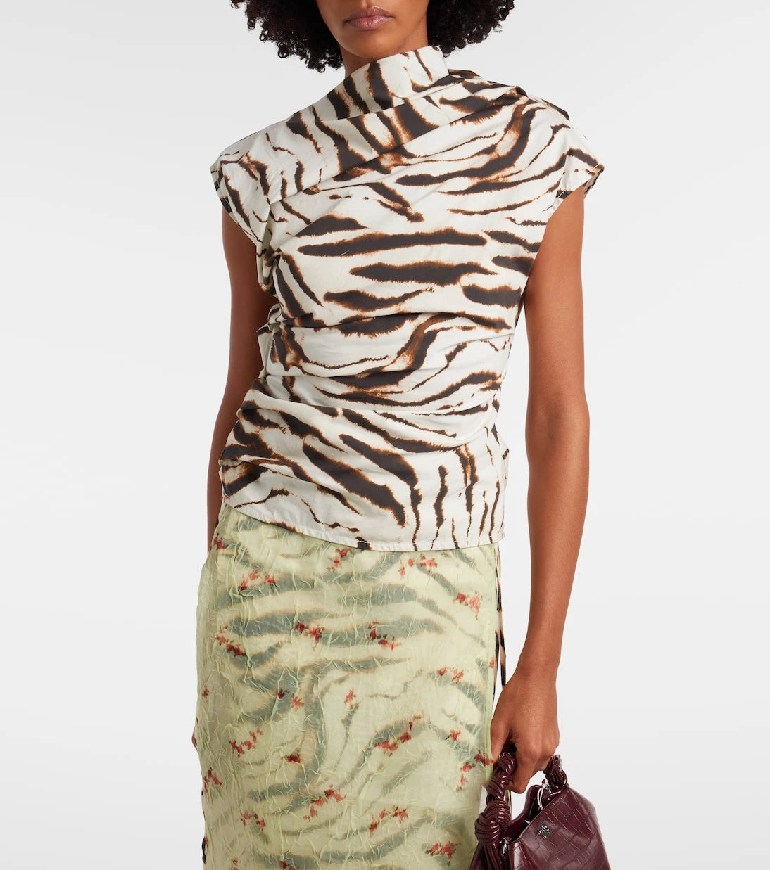 Ganni - Zebra-print cotton-blend top