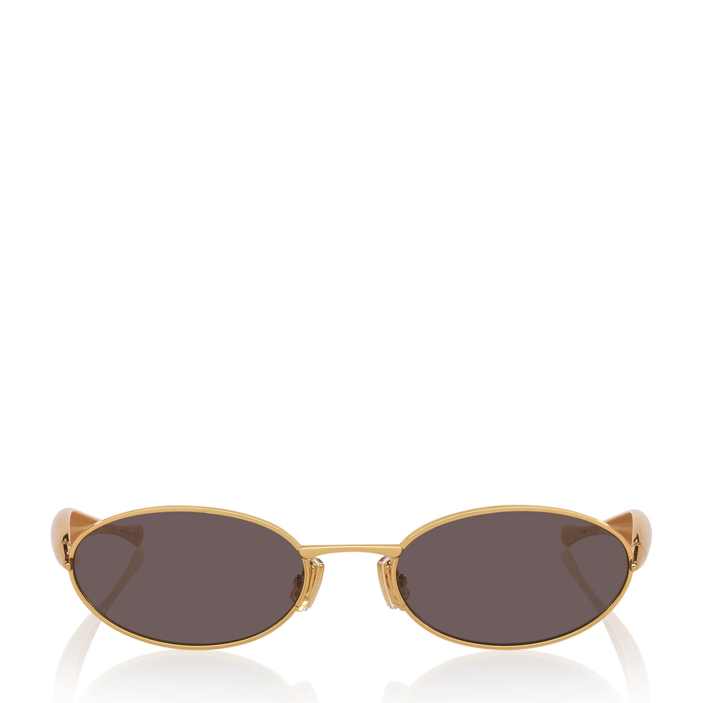 Bottega Veneta Gold Oval Sardine Sunglasses