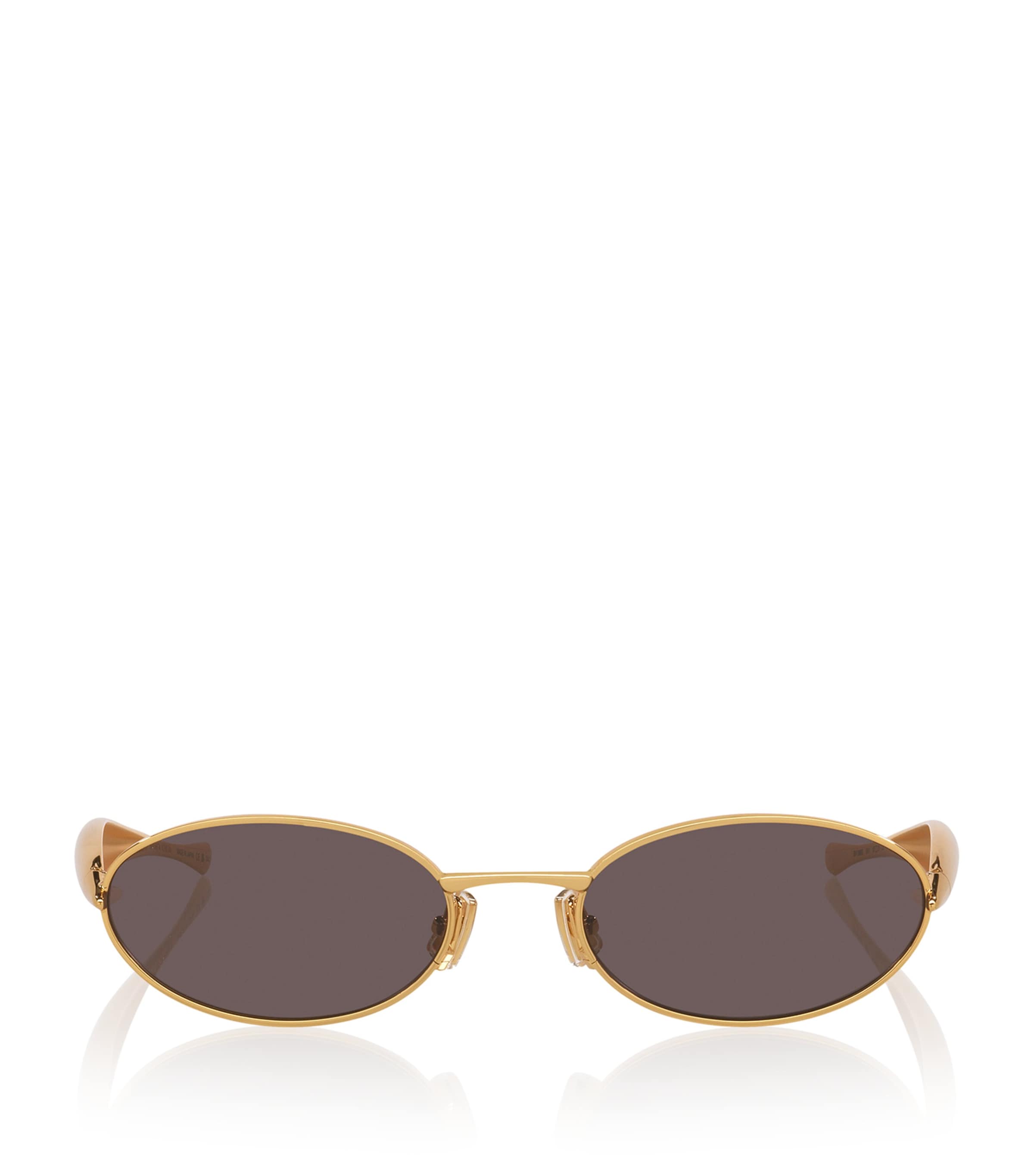 Bottega Veneta Gold Oval Sardine Sunglasses