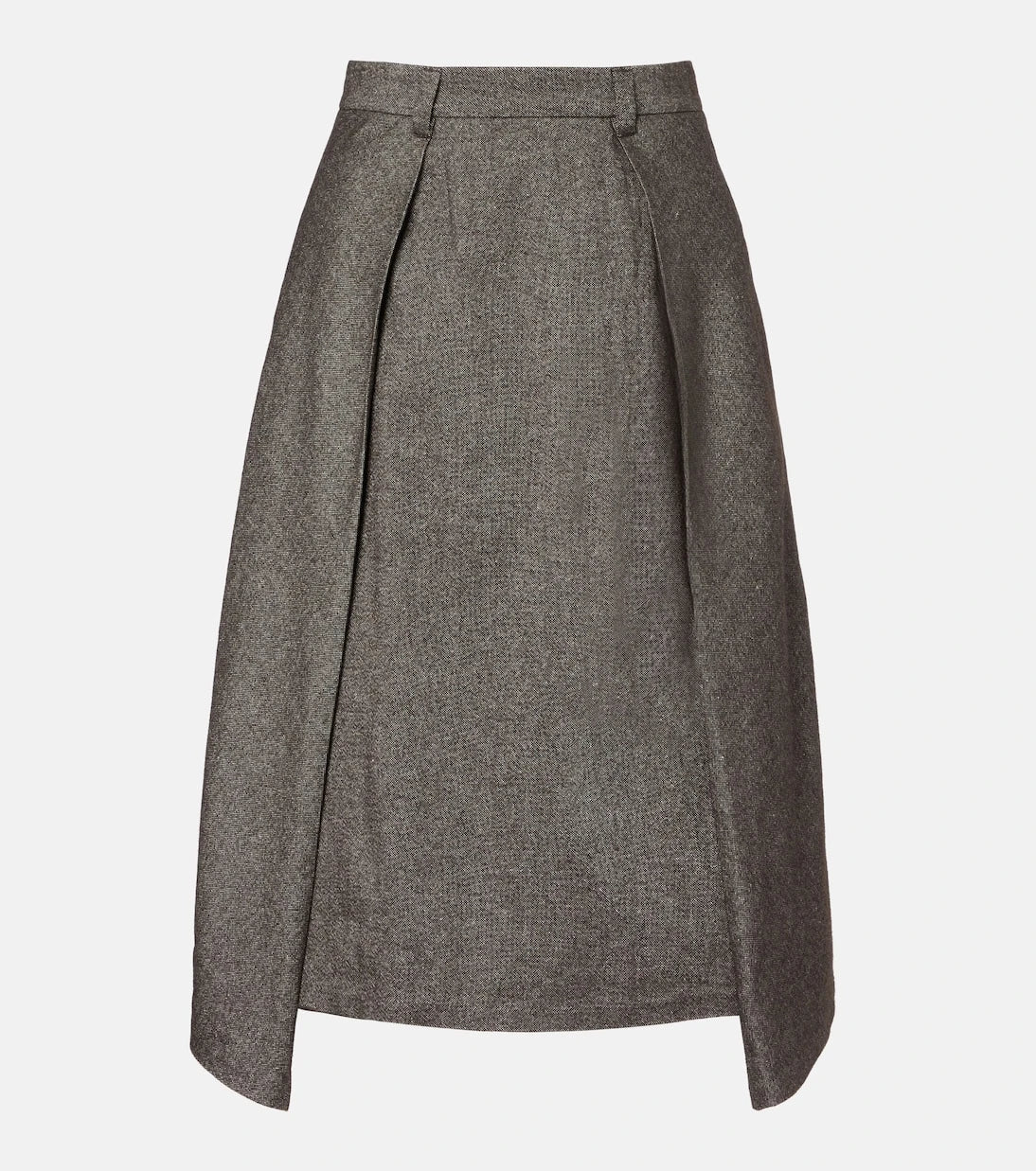 Brunello Cucinelli - Wool and linen-blend midi skirt