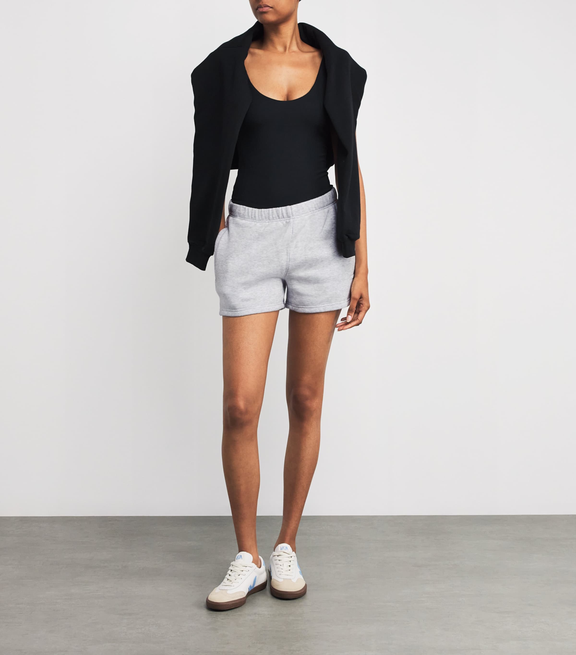 Skims Grey Cotton-Blend Fleece Classic Shorts