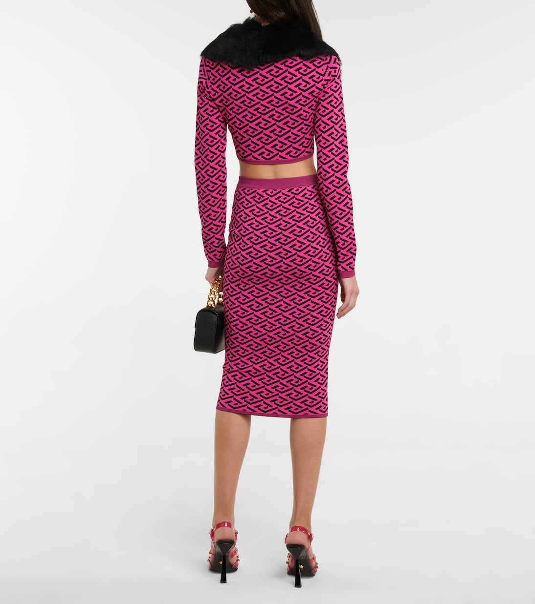 Versace - La Greca faux fur-trimmed cardigan