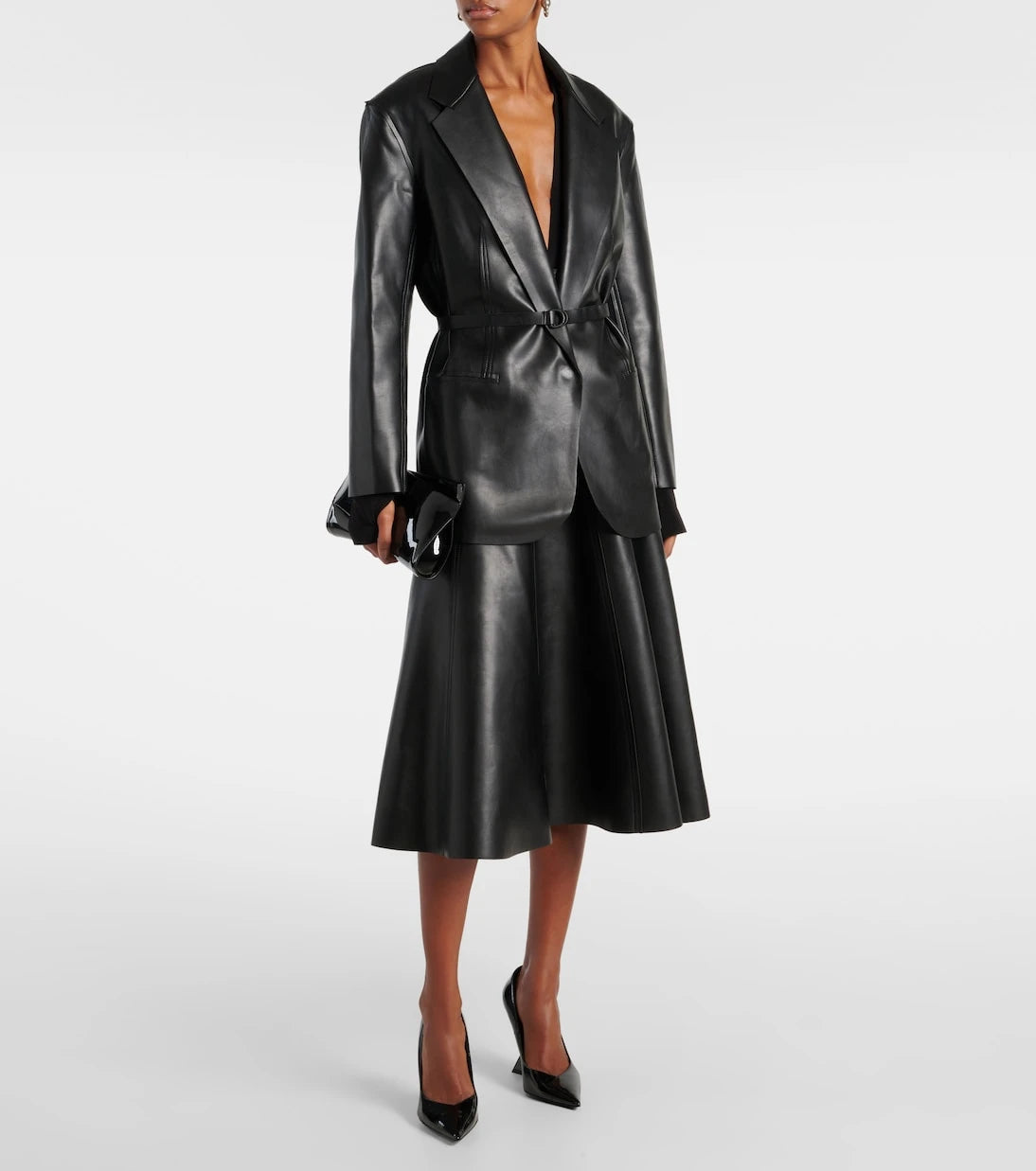 Norma Kamali - Oversized faux leather blazer