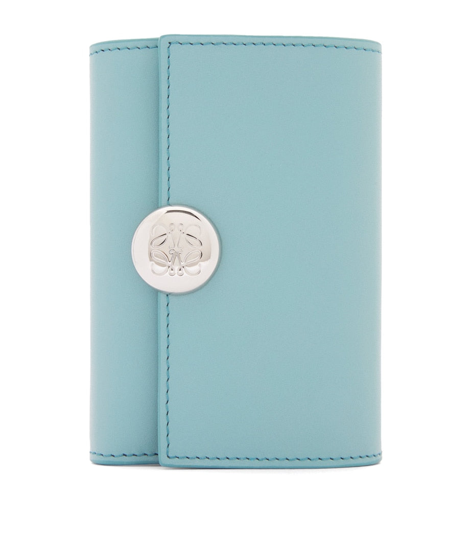 Blue Leather Vertical Pebble Wallet