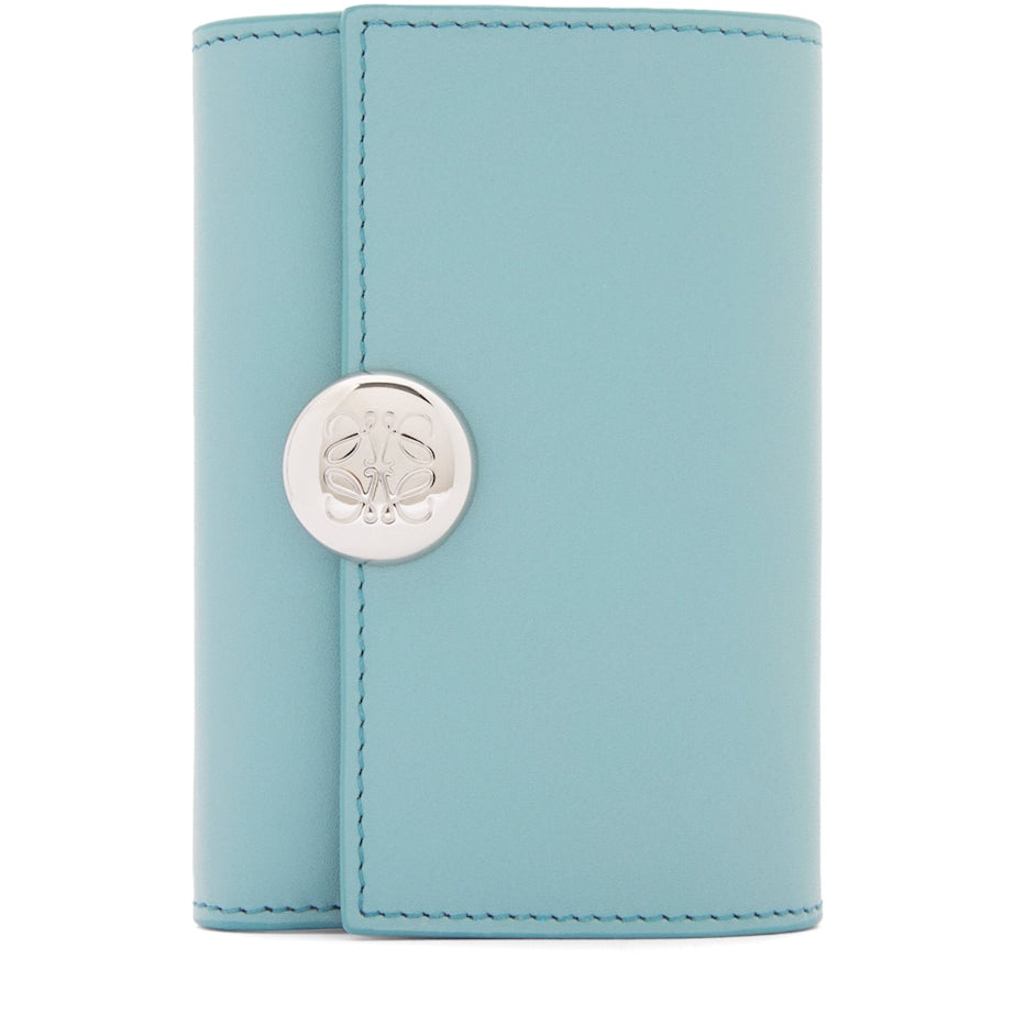 Blue Leather Vertical Pebble Wallet