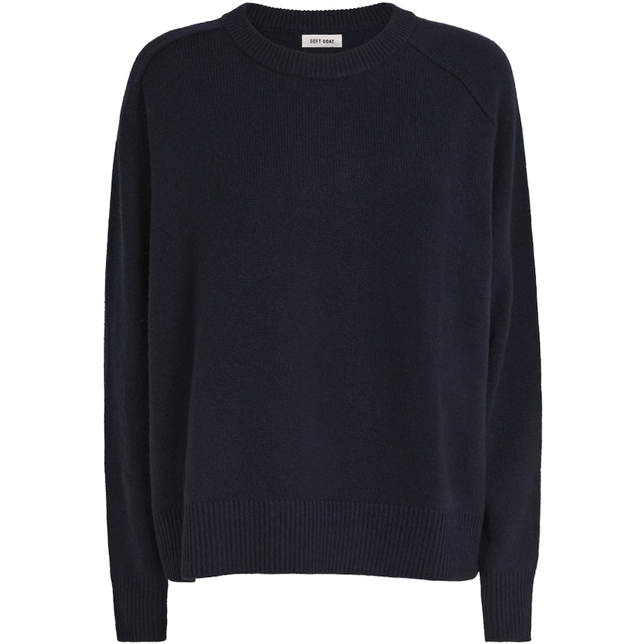 Soft Goat Navy Cashmere Boyfriend Sweater