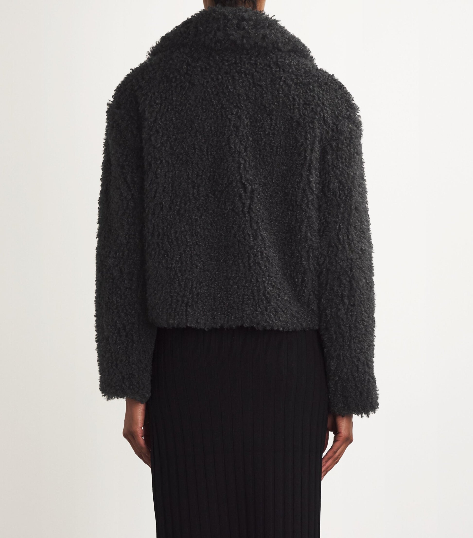 Maje Black Faux-Shearling Cropped Jacket