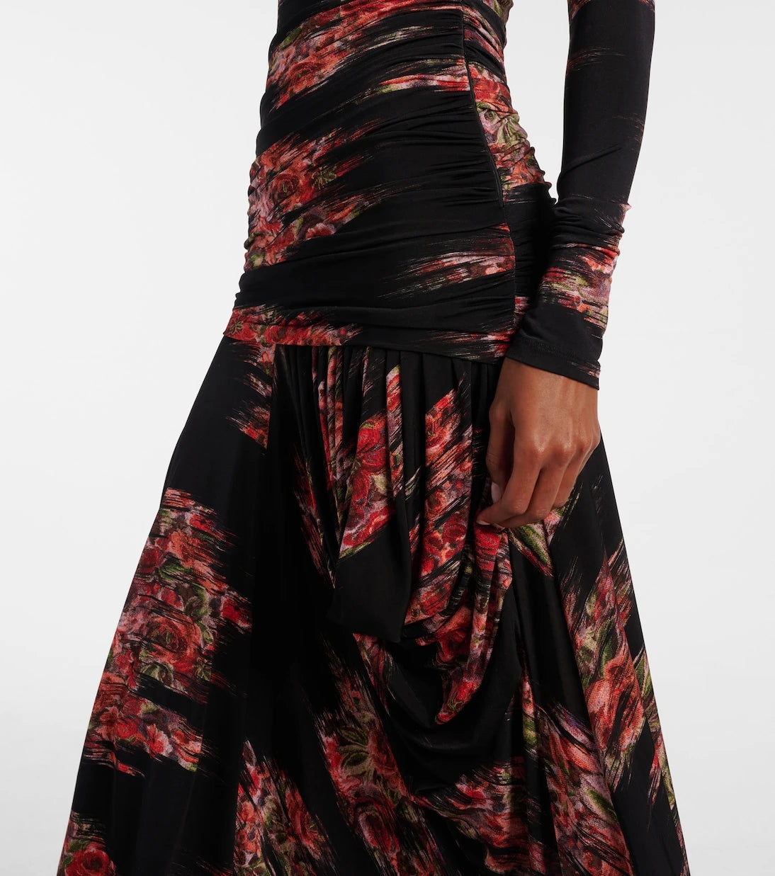 Ganni - Floral ruched jersey maxi dress