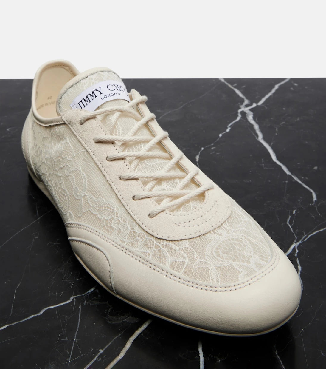 Jimmy Choo - Sunny leather-trimmed lace sneakers