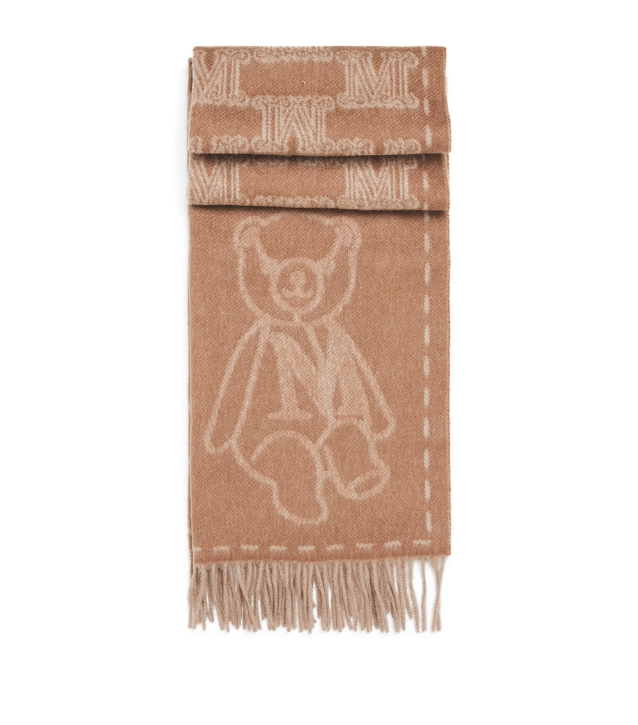 Max Mara Beige Cashmere Monogram Scarf