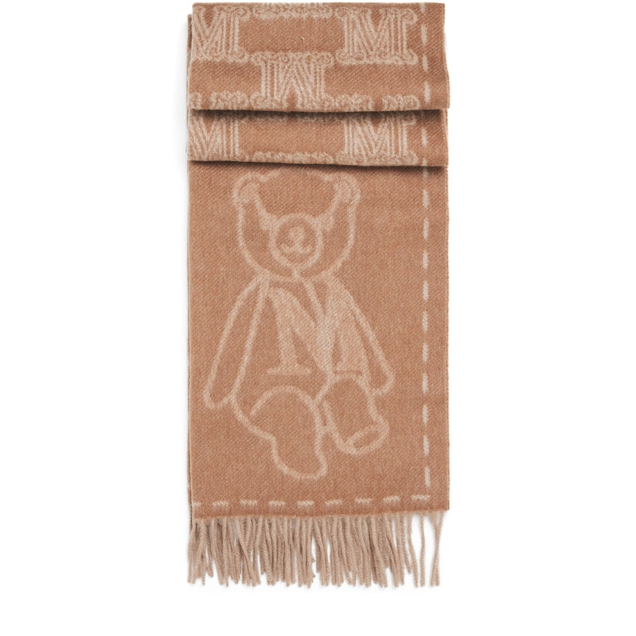 Max Mara Beige Cashmere Monogram Scarf