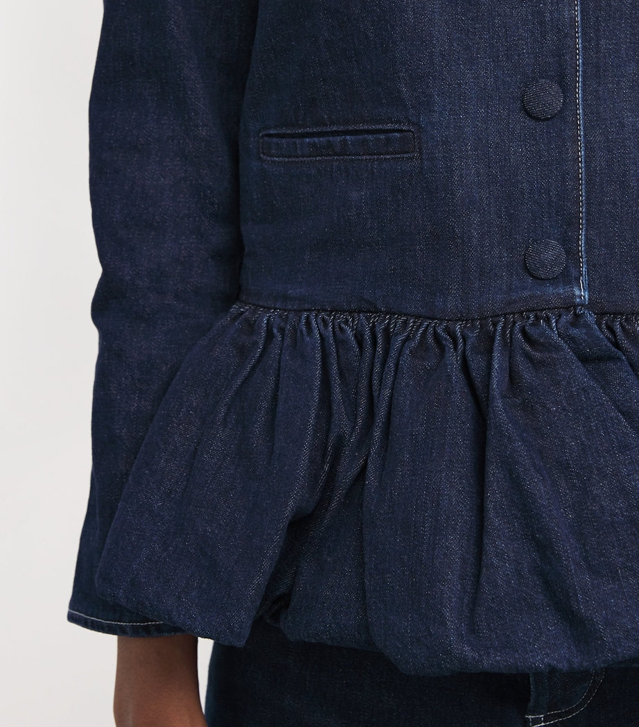 Navy Peplum Denim Jacket