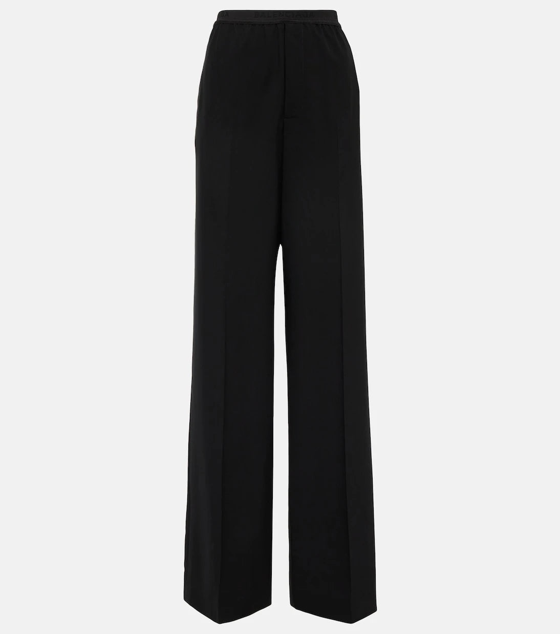 Balenciaga - Logo mid-rise wide-leg wool pants