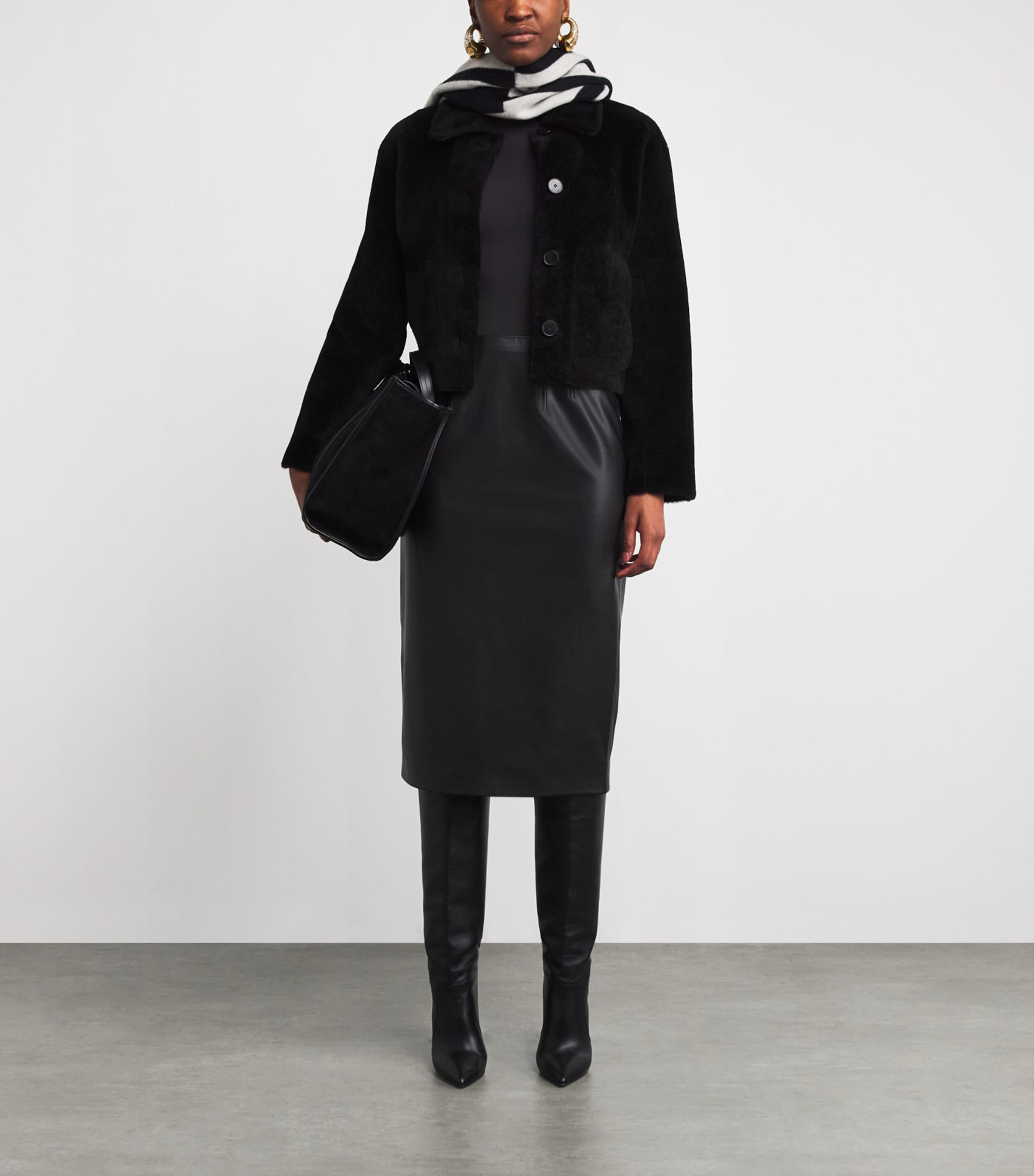 Joseph Black Shearling Reversible Alloway Jacket