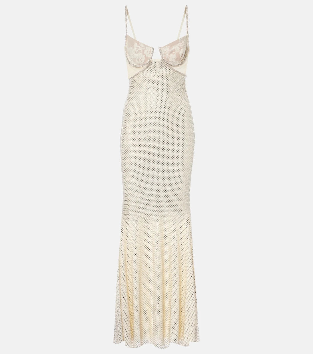 Self-Portrait - Bridal embellished mesh-trimmed gown