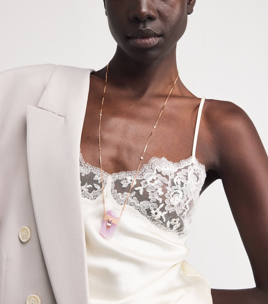 Rose Gold, Diamond, Kunzite and Crystal One-of-a-Kind Necklace