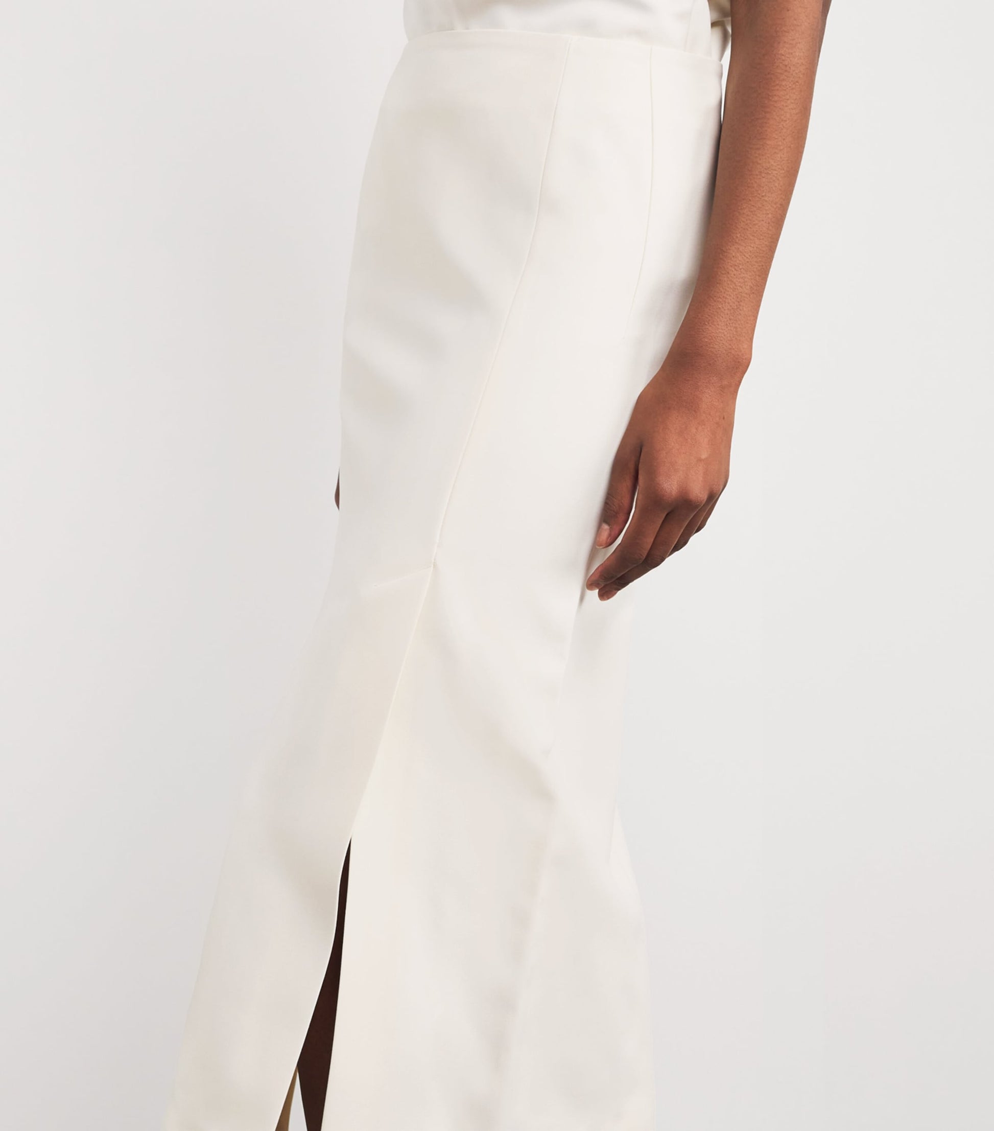 Róhe White Satin Midi Skirt