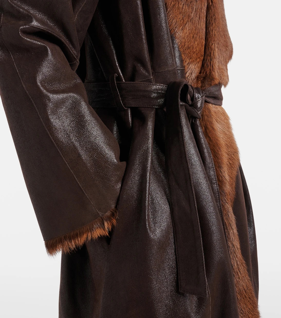 Magda Butrym - Shearling-lined leather wrap coat