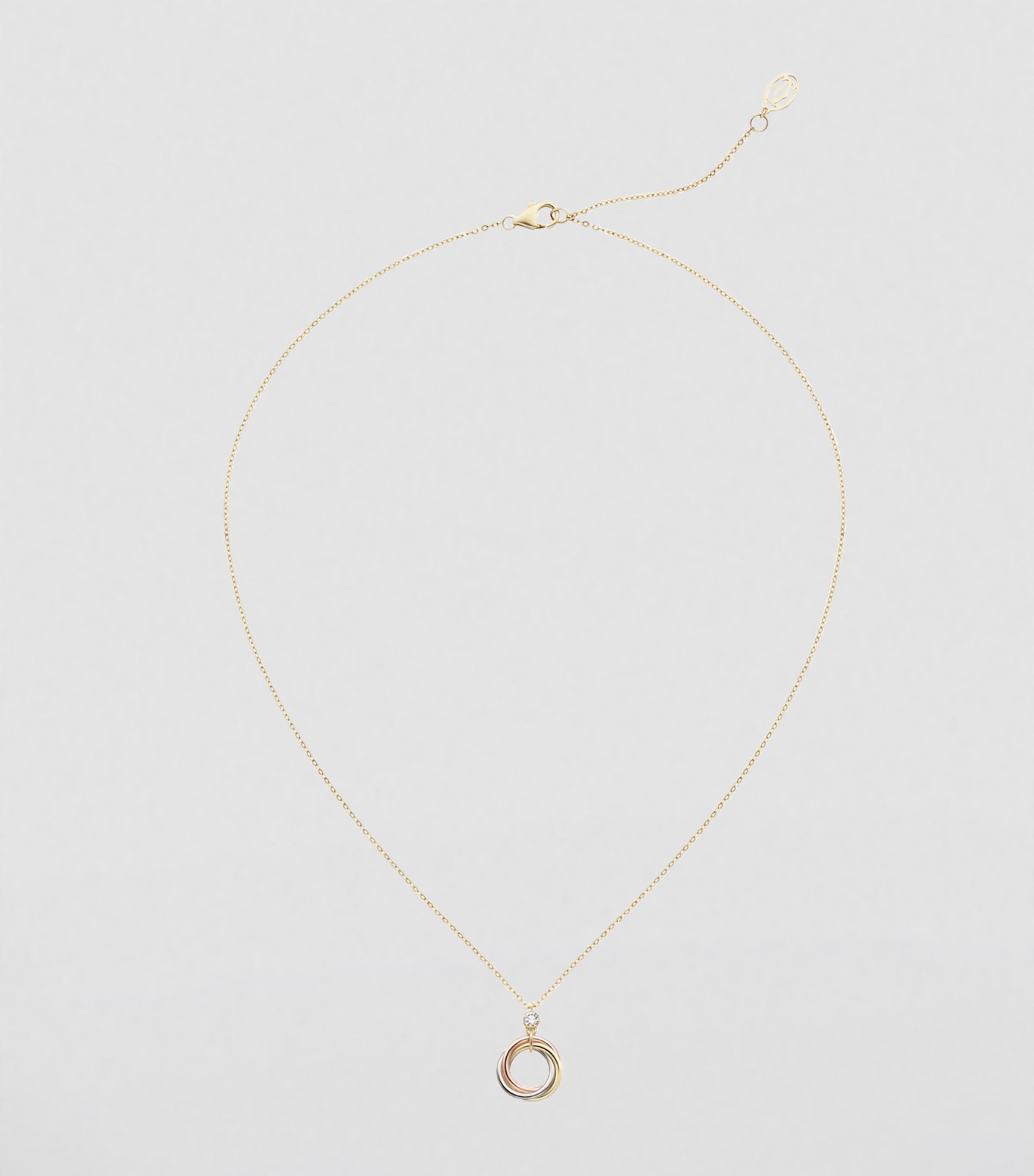 White, Yellow, Rose Gold and Diamond Trinity Necklace
