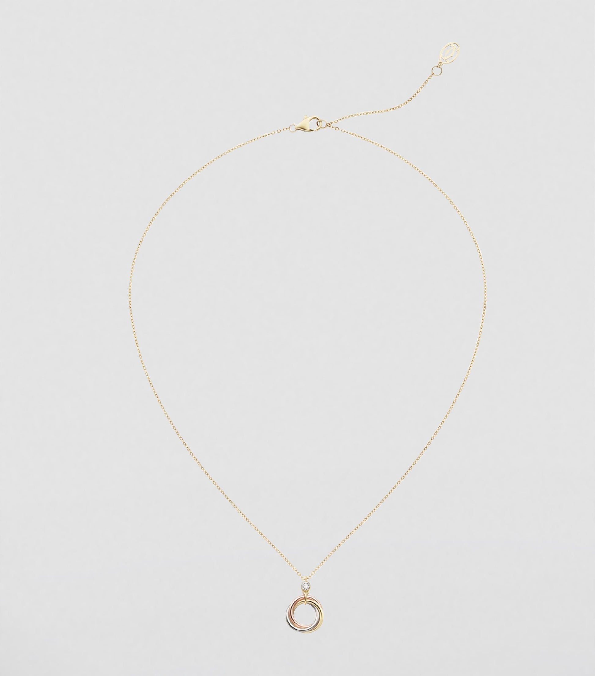 White, Yellow, Rose Gold and Diamond Trinity Necklace