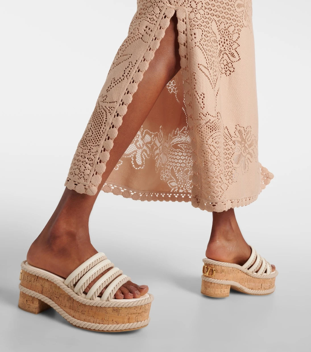 Valentino Garavani - VLogo Summerblocks leather platform mules