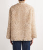 Maje Neutral Faux Shearling Coat