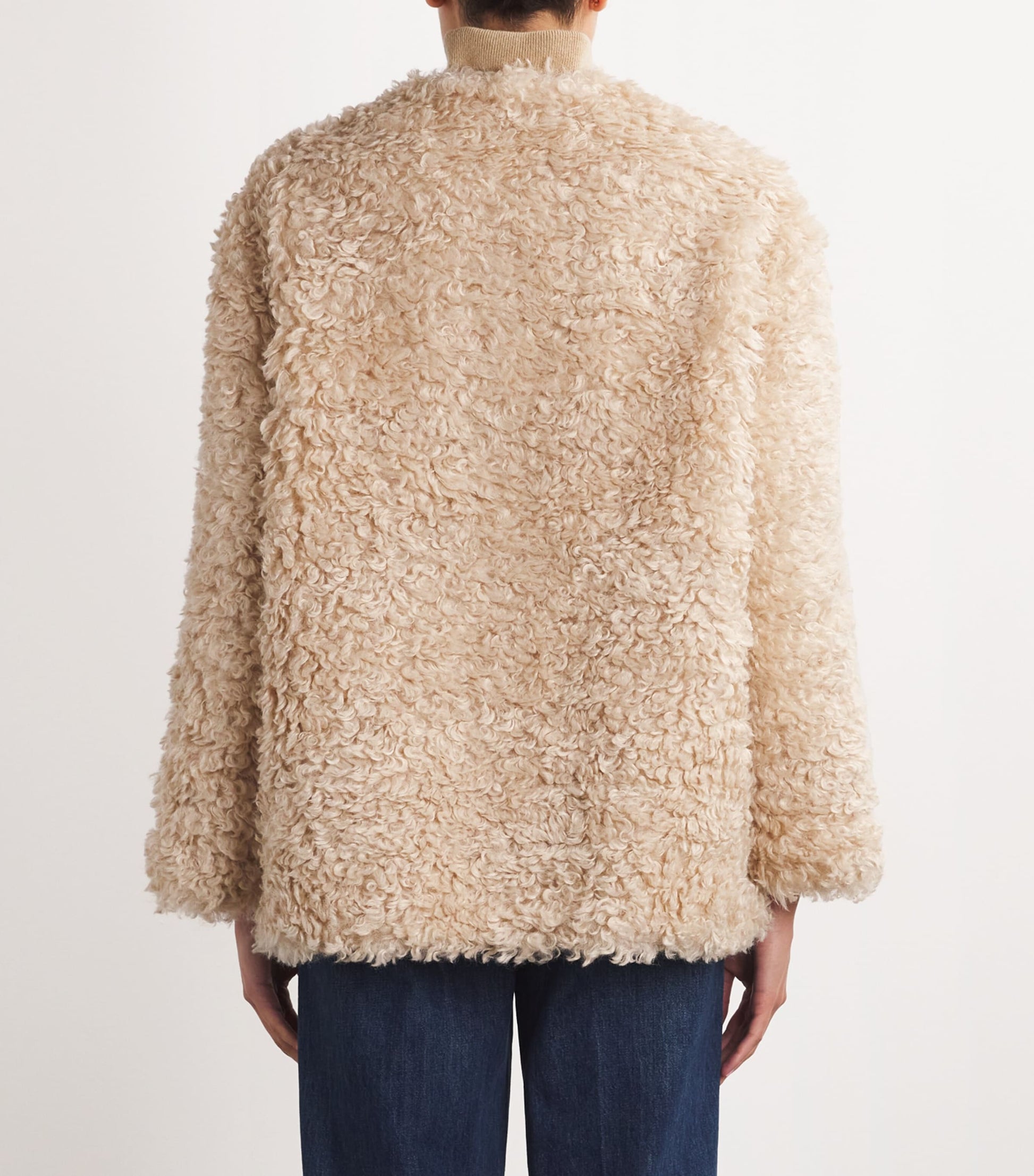 Neutral Faux Shearling Coat