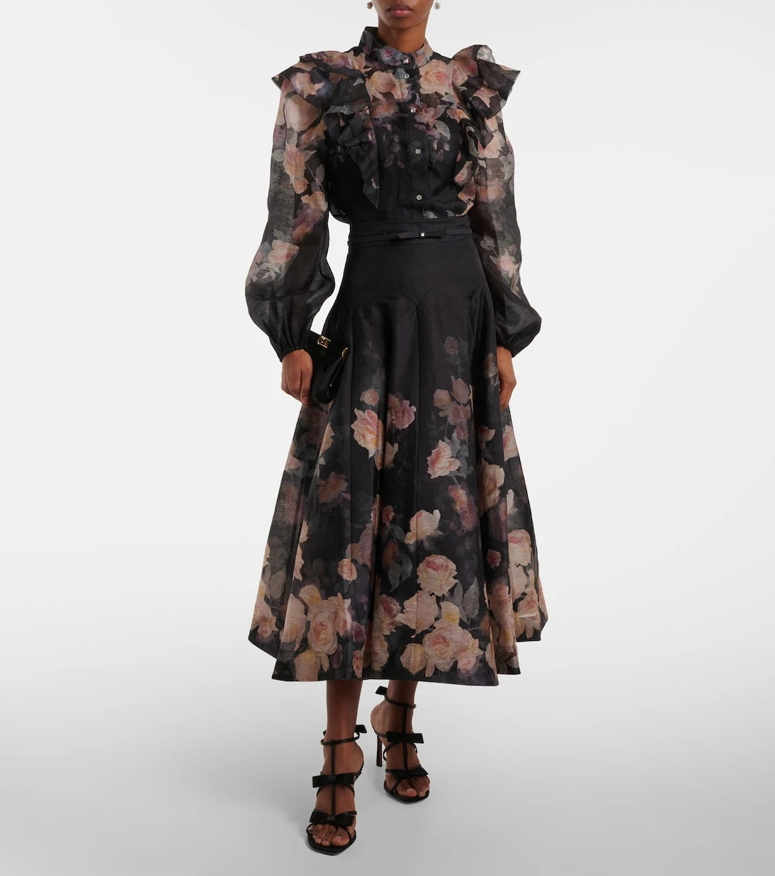 Zimmermann - Crush Frill Sleeve linen and silk blouse
