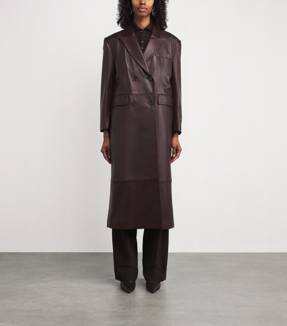 Arma Burgundy Lambskin Double-Breasted Joanna Coat