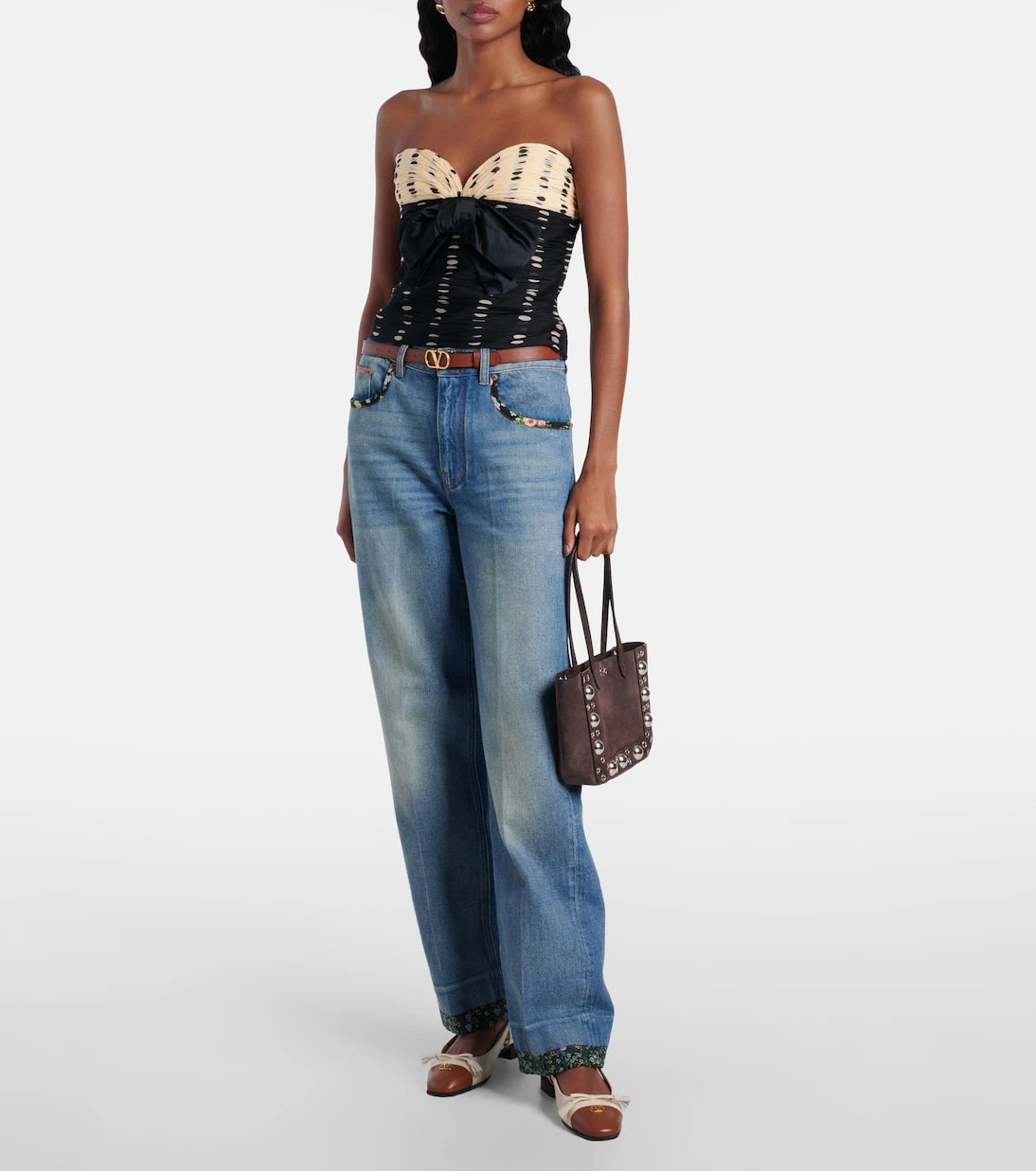 Valentino Garavani - Nellcôte Small embellished suede shopper