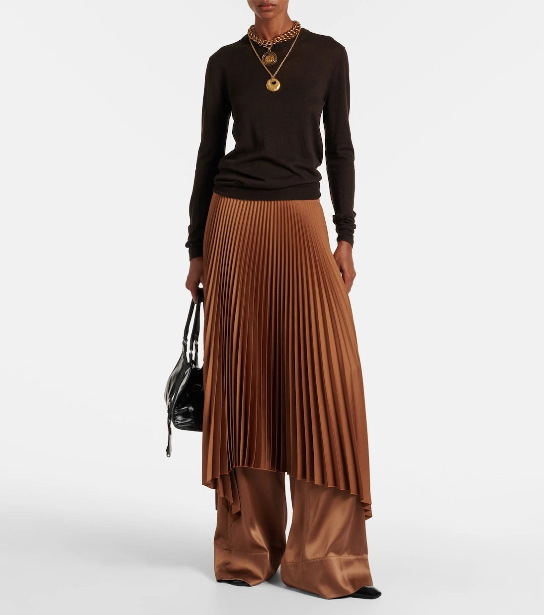 Joseph - Ade plissé asymmetric crêpe midi skirt