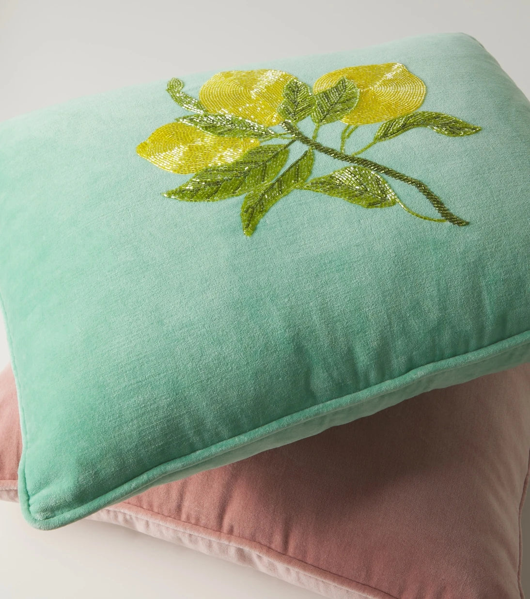 Les-Ottomans - Embroidered cotton velvet cushion
