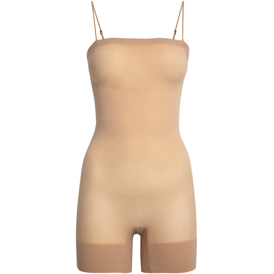 Sheer Seamless Strapless Shorts Bodysuit CLAY