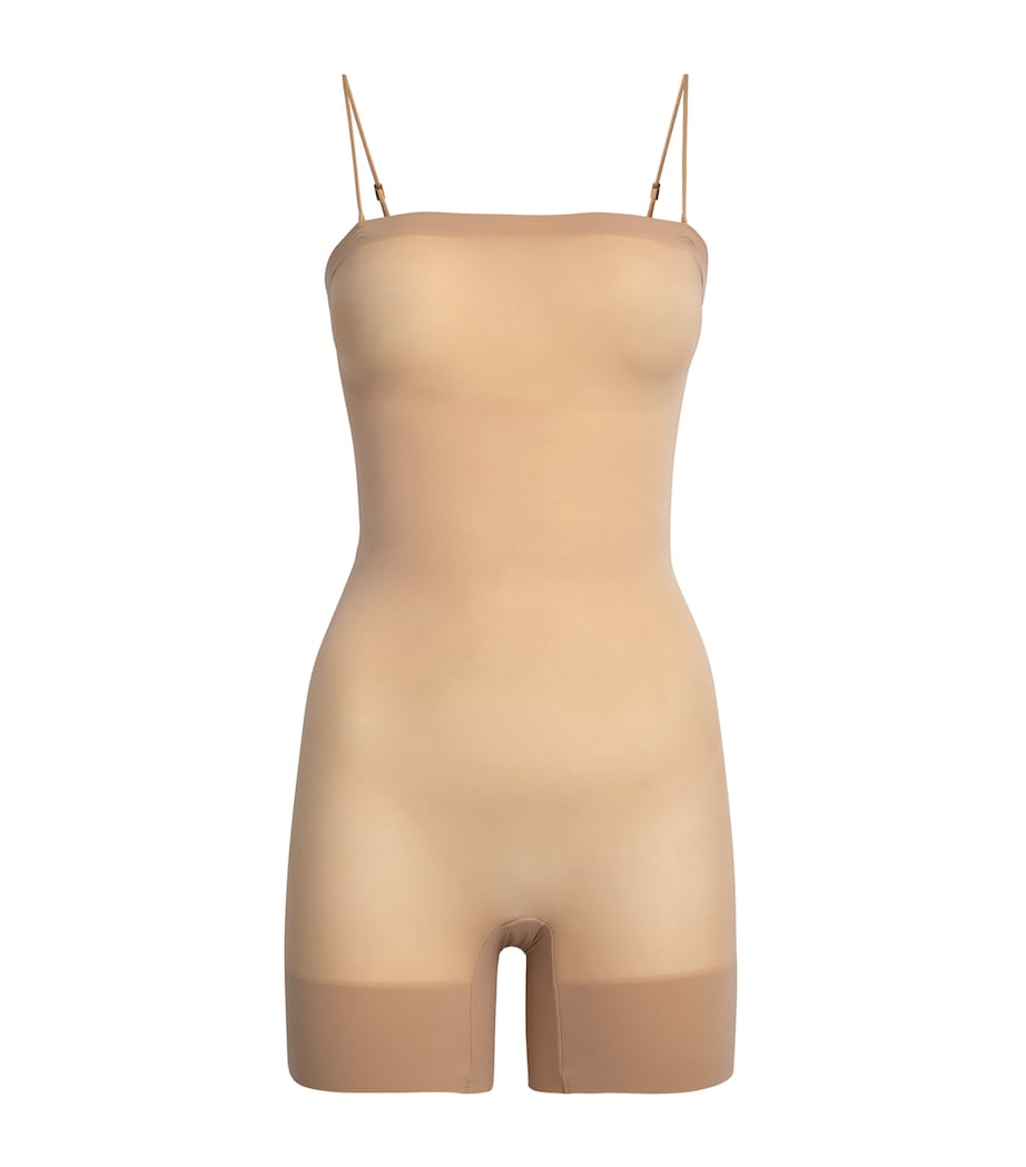 Sheer Seamless Strapless Shorts Bodysuit CLAY