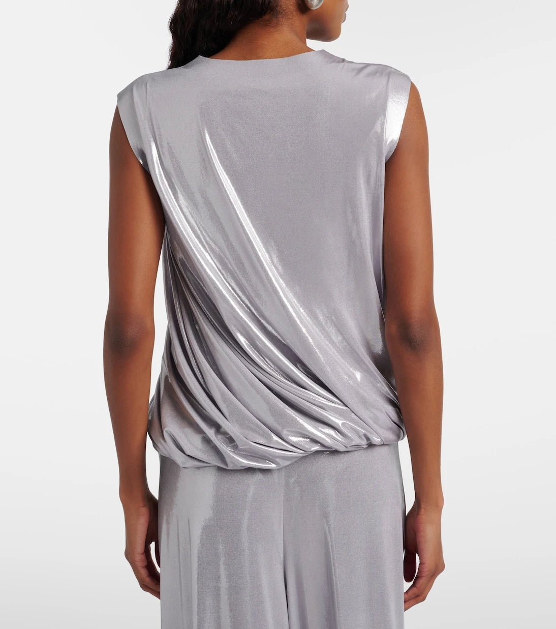 Norma Kamali - Twist metallic-effect top