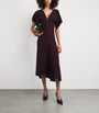 Victoria Beckham Burgundy Satin Rouleaux Midi Dress