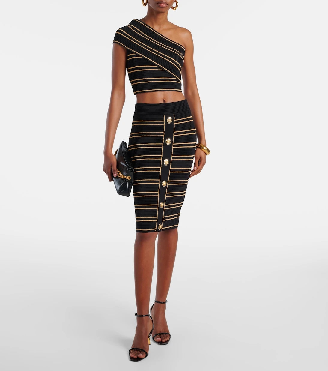 Balmain - Ribbed-knit striped miniskirt