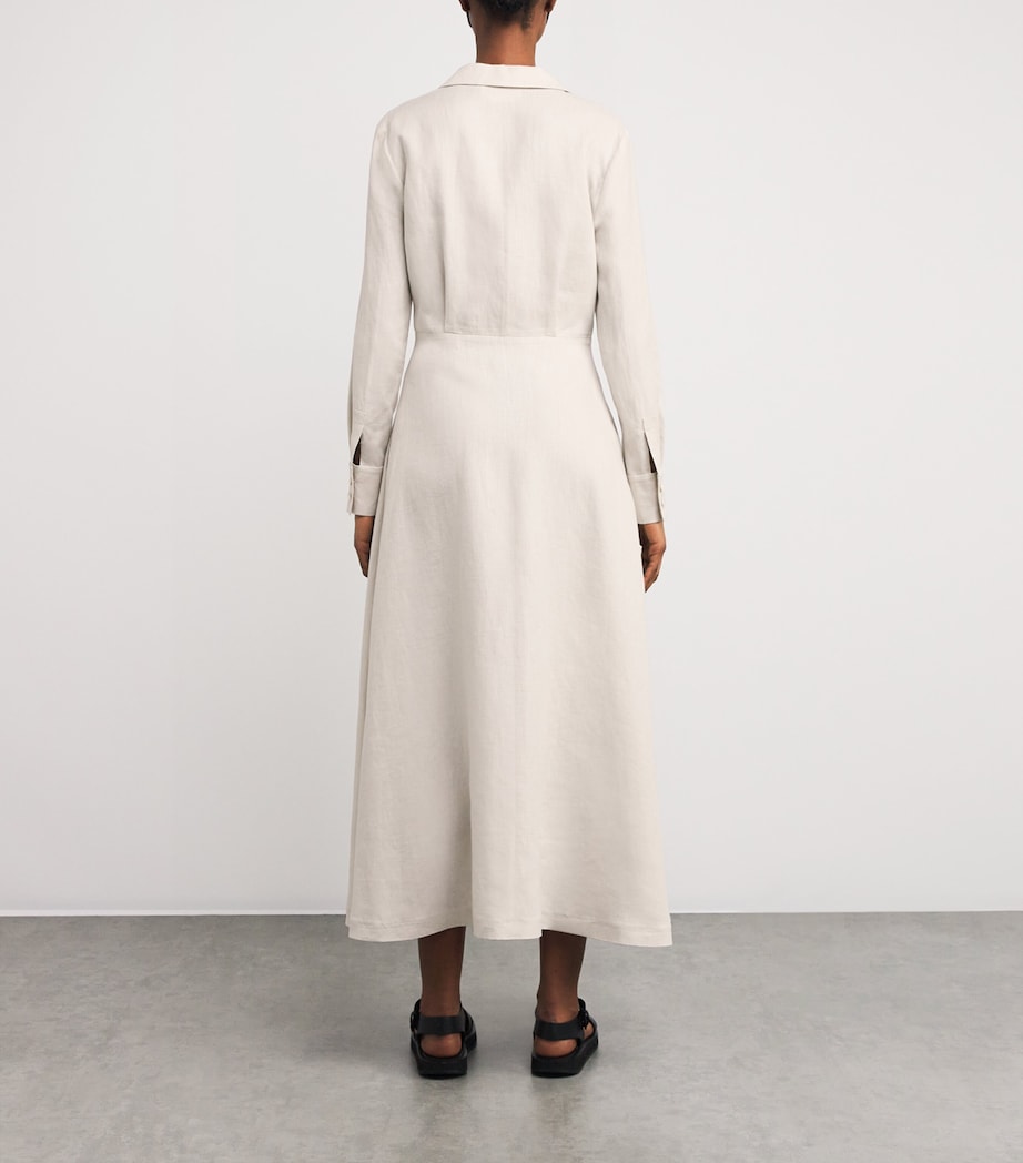 NOMADISSEM Beige Linen Surfrider Midi Shirt Dress