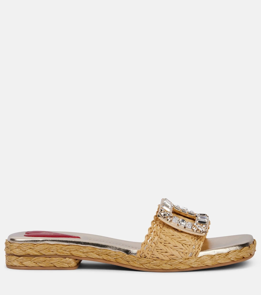 Roger Vivier - Crystal-embellished raffia mules