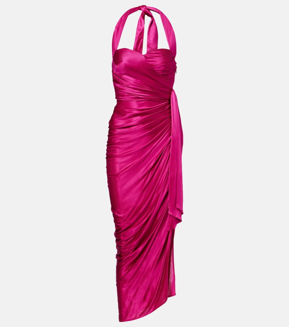 Balmain - Draped halterneck satin midi dress
