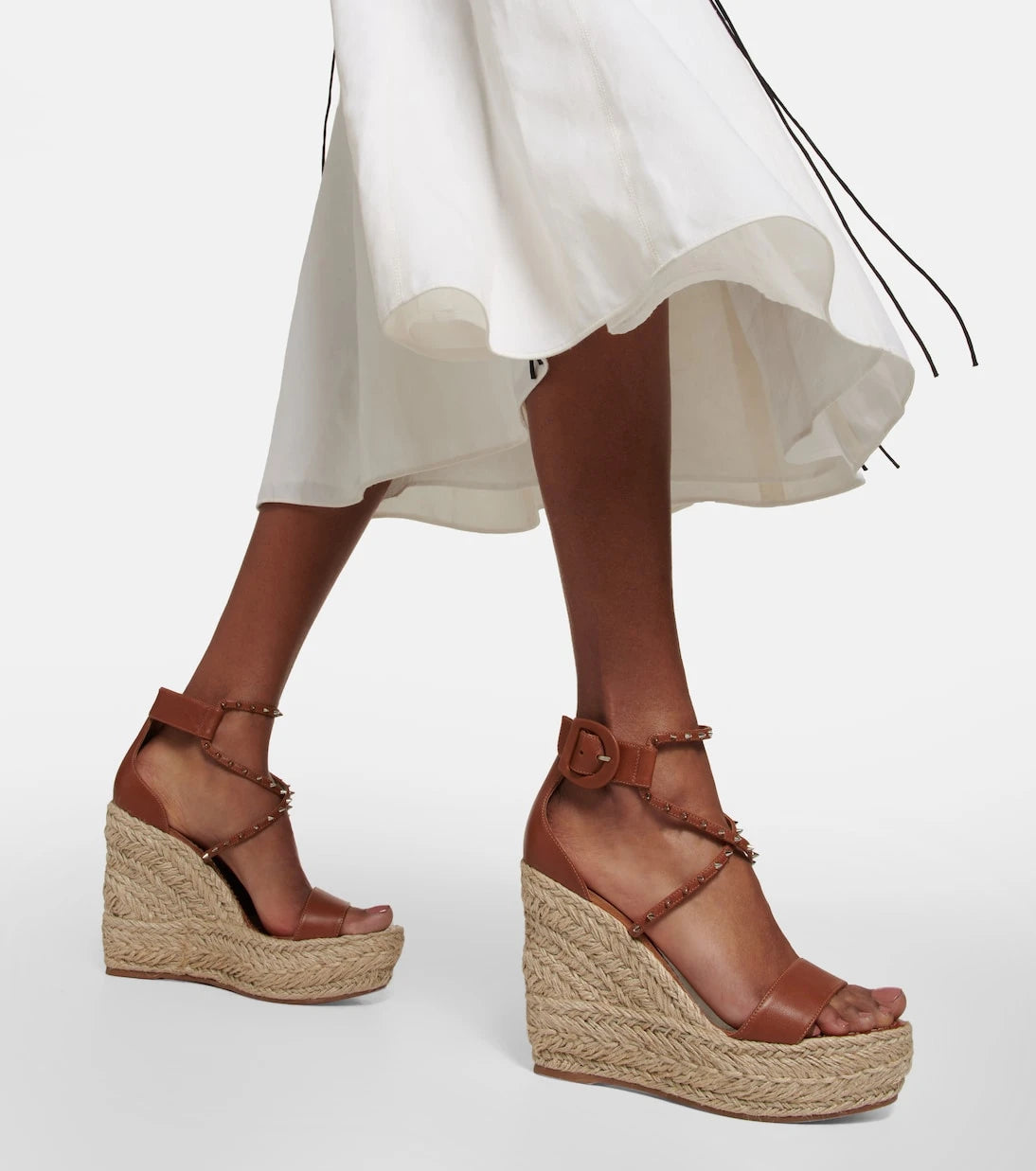 Christian Louboutin - Chocazeppa leather wedge espadrilles