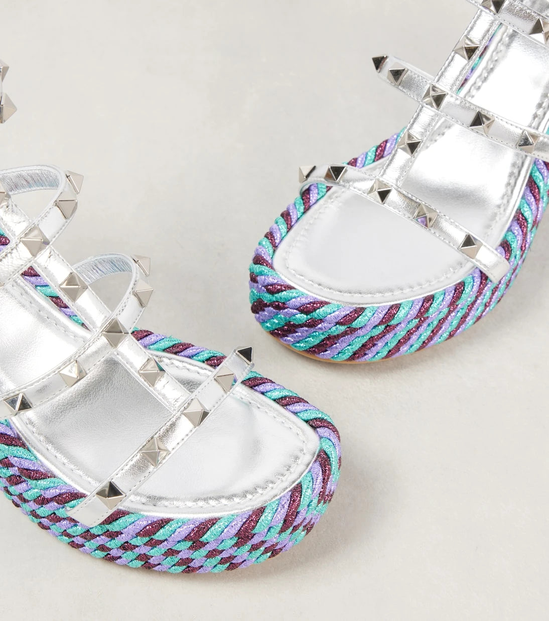 Valentino Garavani - Rockstud leather espadrille wedges