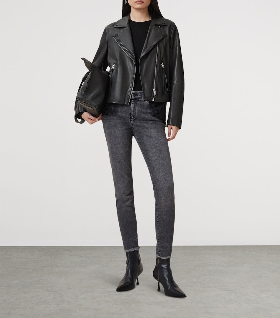 AllSaints Black Leather Dalby Biker Jacket