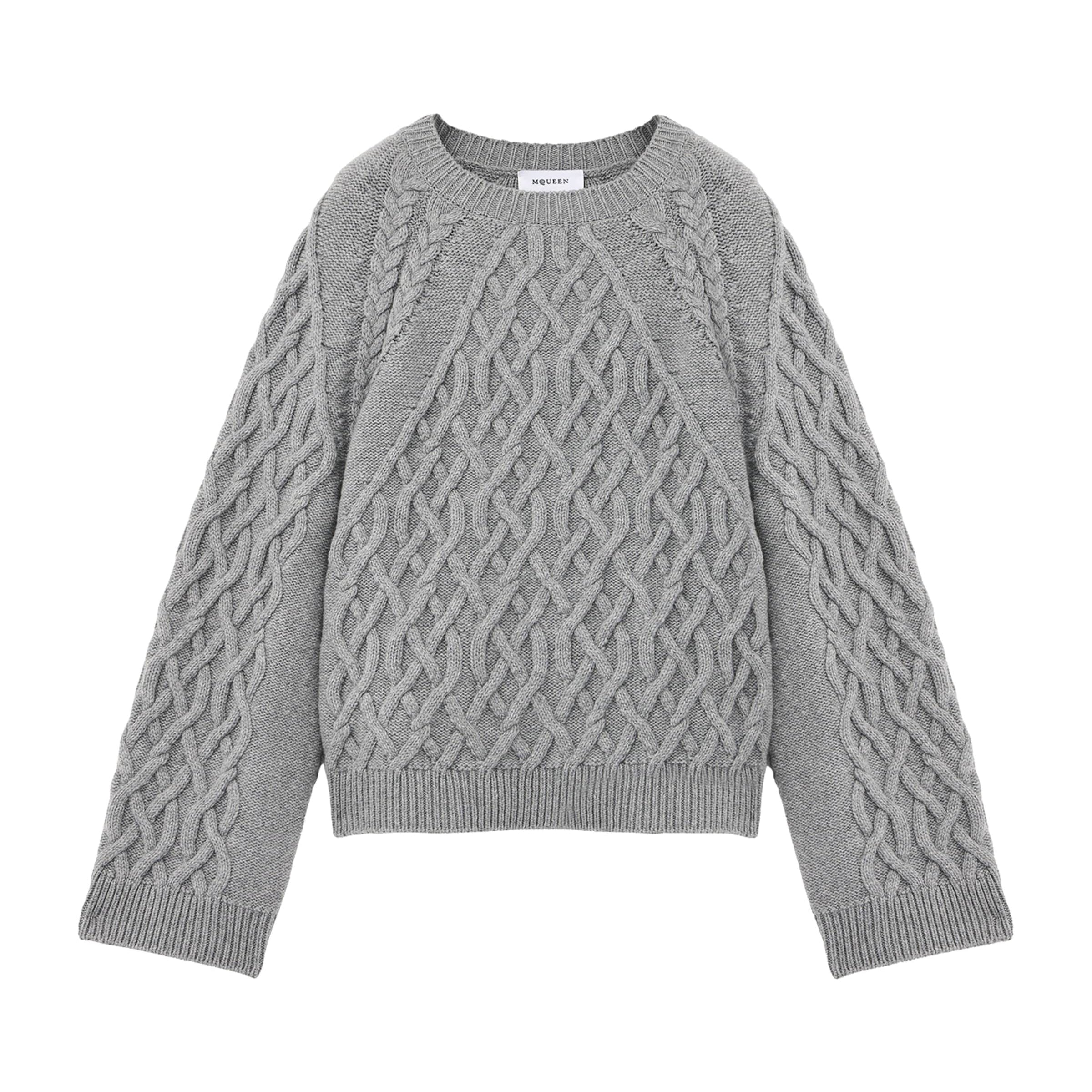 McQueen Black Wool-Cashmere Cable-Knit Sweater