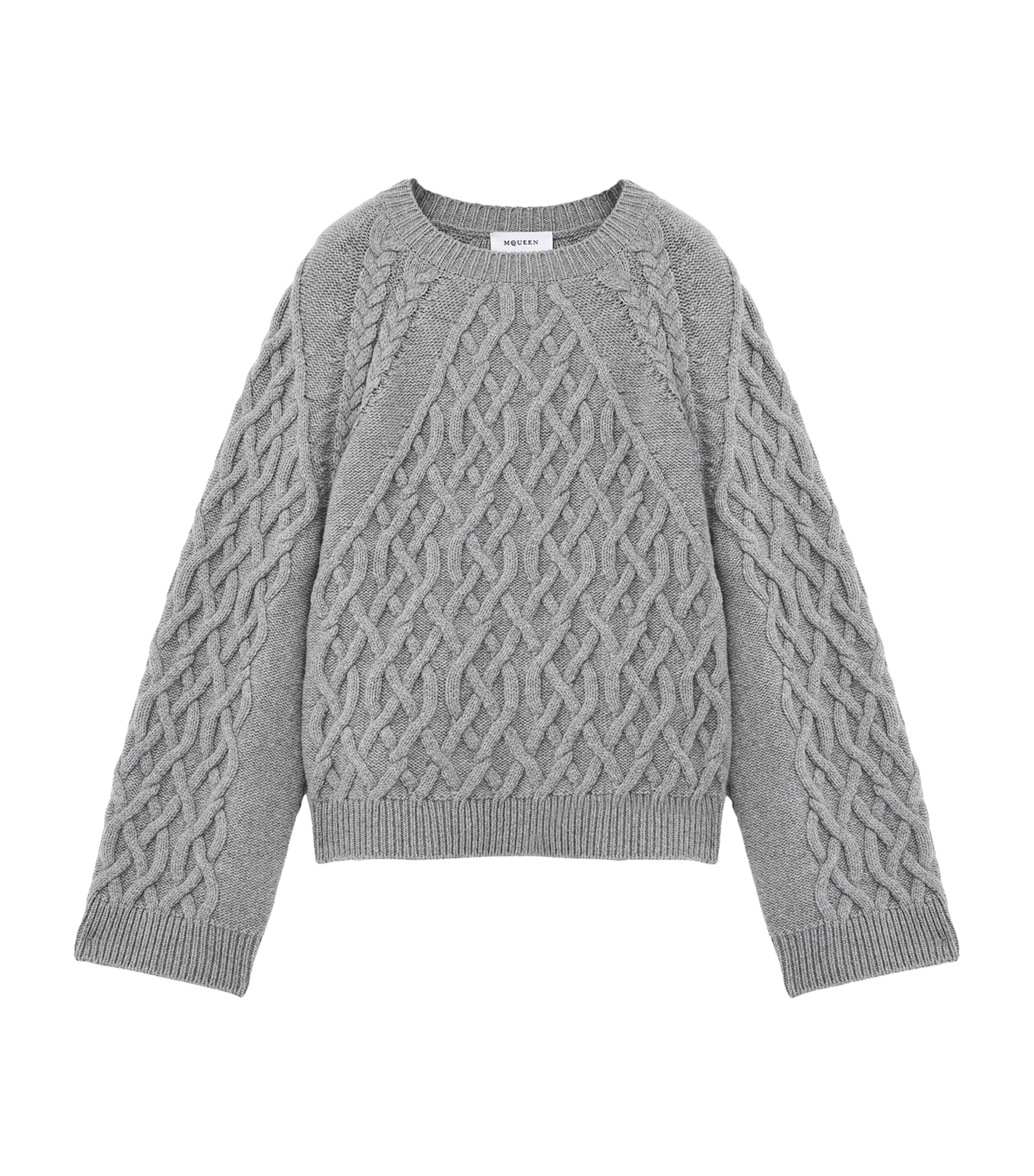 McQueen Black Wool-Cashmere Cable-Knit Sweater