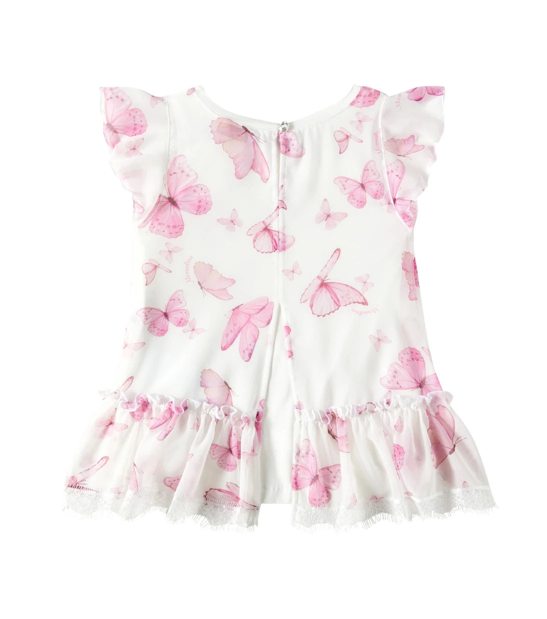 Monnalisa - Butterflies ruffled georgette top