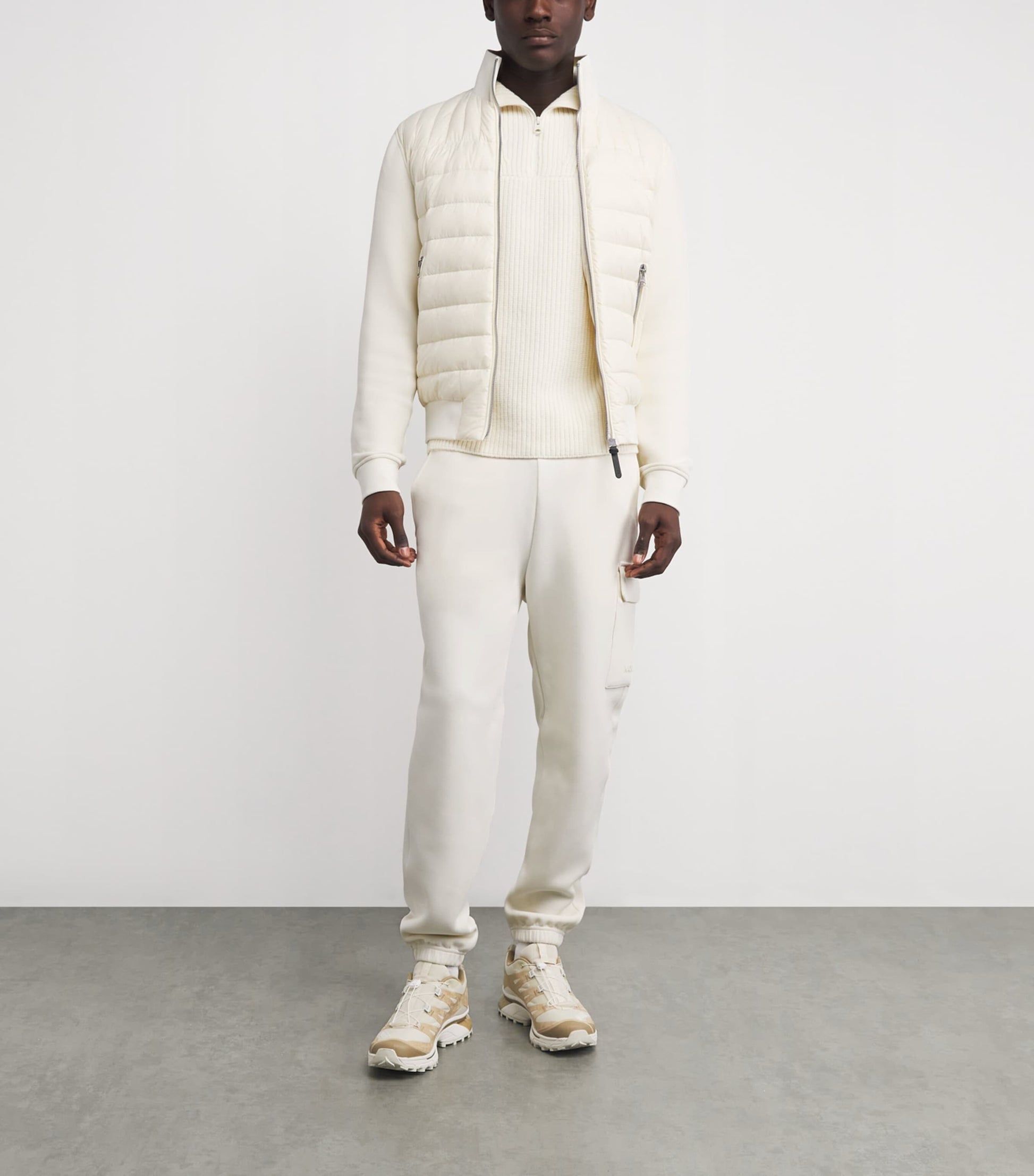 Mackage Beige Cotton-Blend Hybrid Bomber Jacket